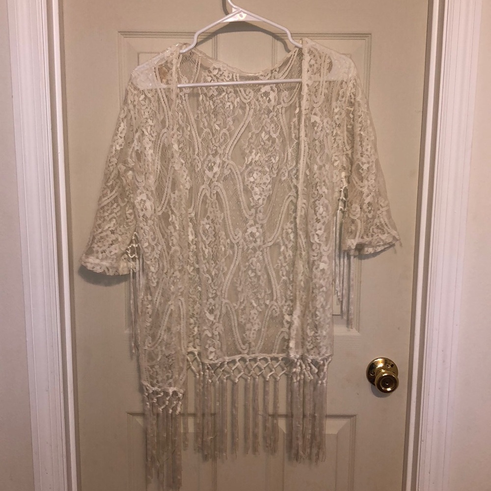 Cream Lace swim cover up